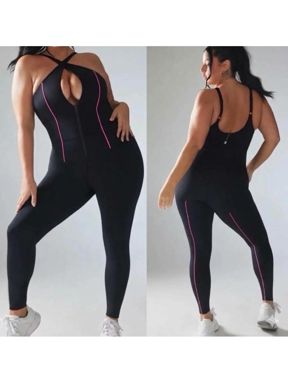 Savage X Fenty Black Catsuit with Pink Trim